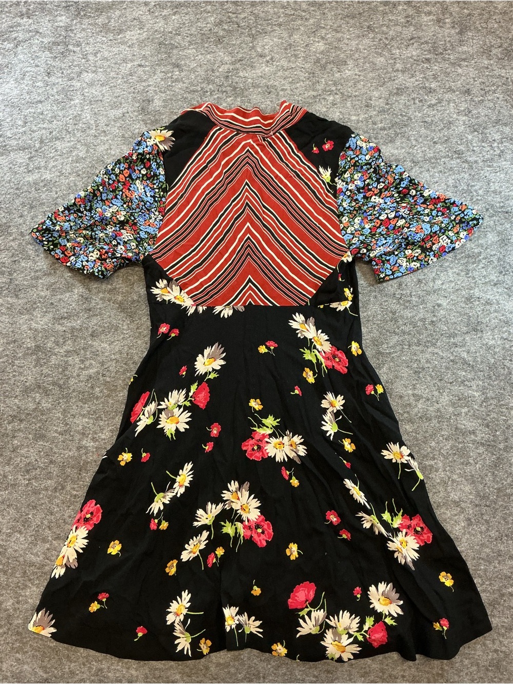Free people Black Floral Mixed-Print Dress Size 2 - Picture 4 of 4